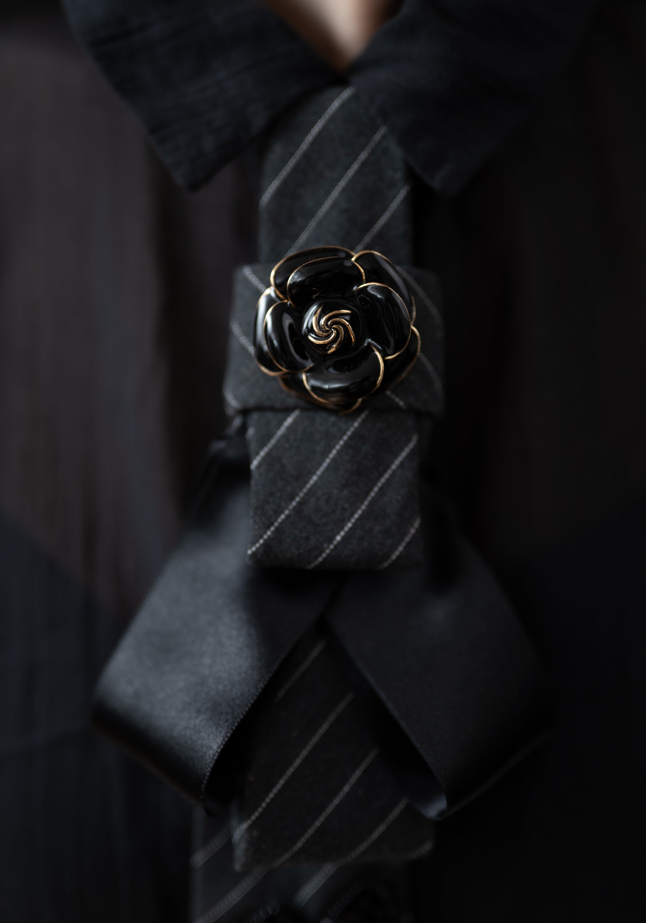 Dark Floral Tie Neckpiece