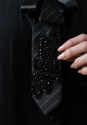 Dark Floral Tie Neckpiece