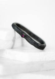 Oxidized Sterling Ruby Double Ring