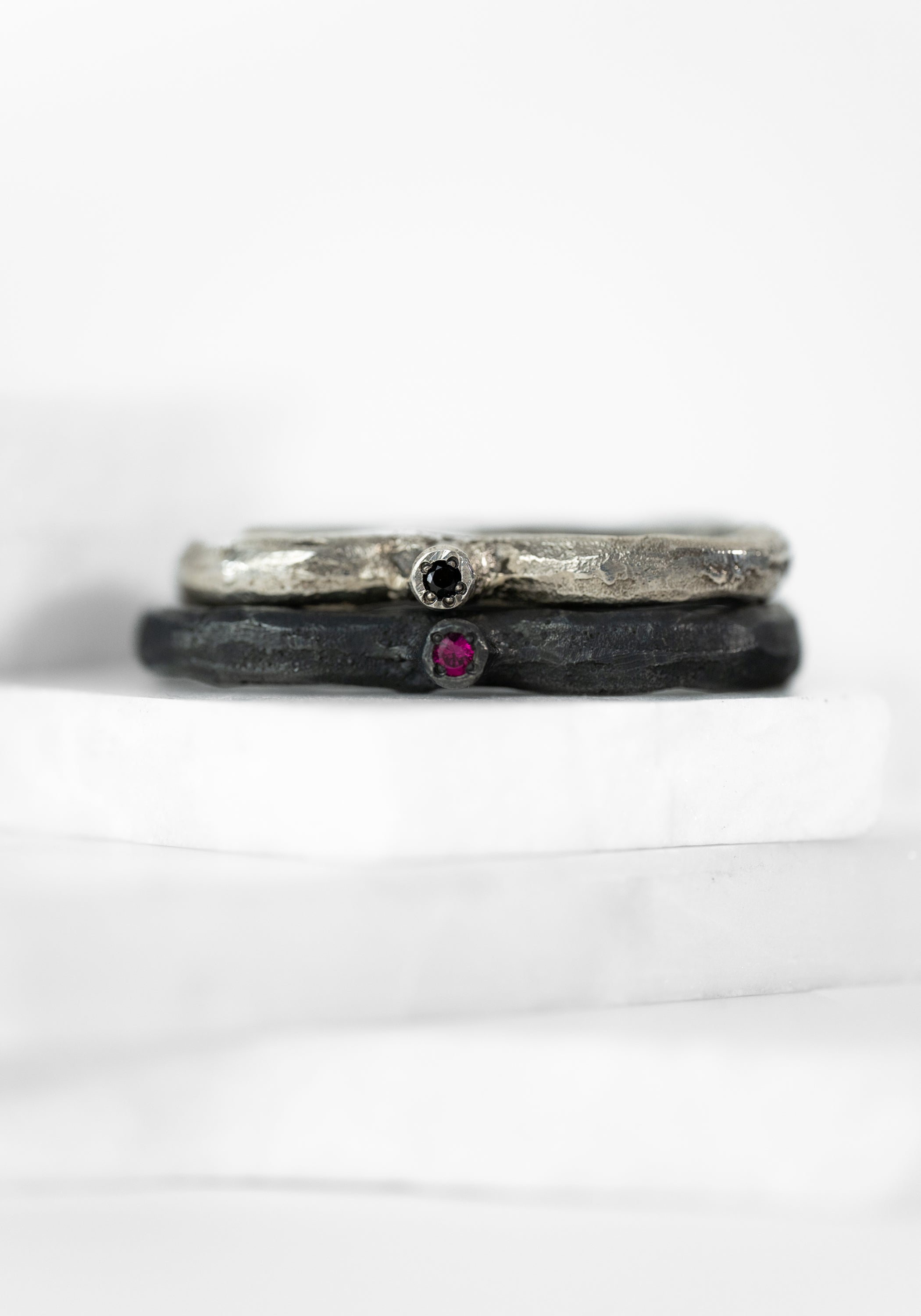 Oxidized Sterling Ruby Double Ring