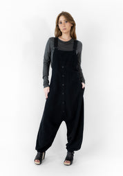 Drop Seat Button Front Jumpsuit