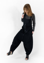 Drop Seat Button Front Jumpsuit