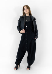 Drop Seat Button Front Jumpsuit