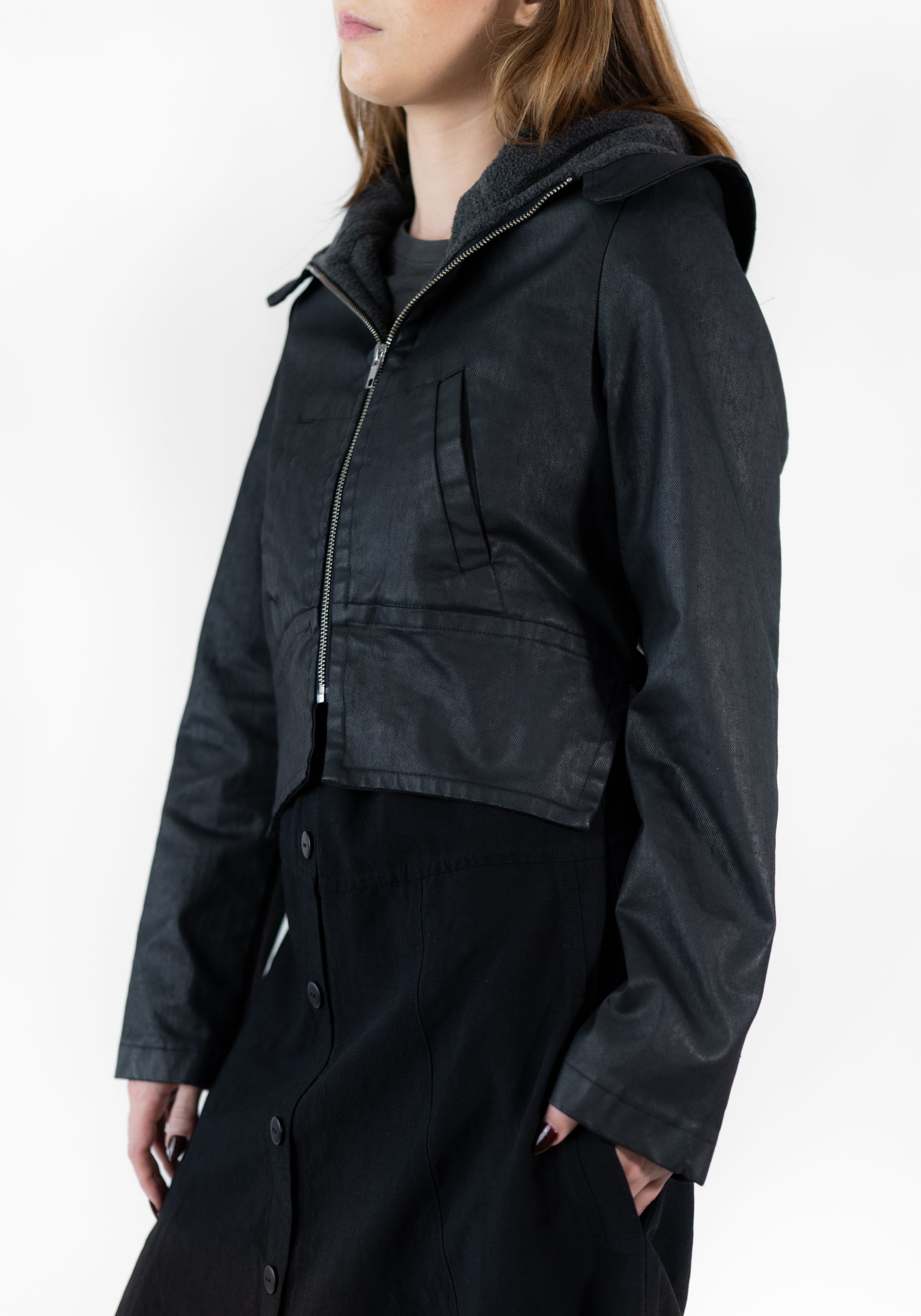 Coated Fleece Lined Hooded Jacket