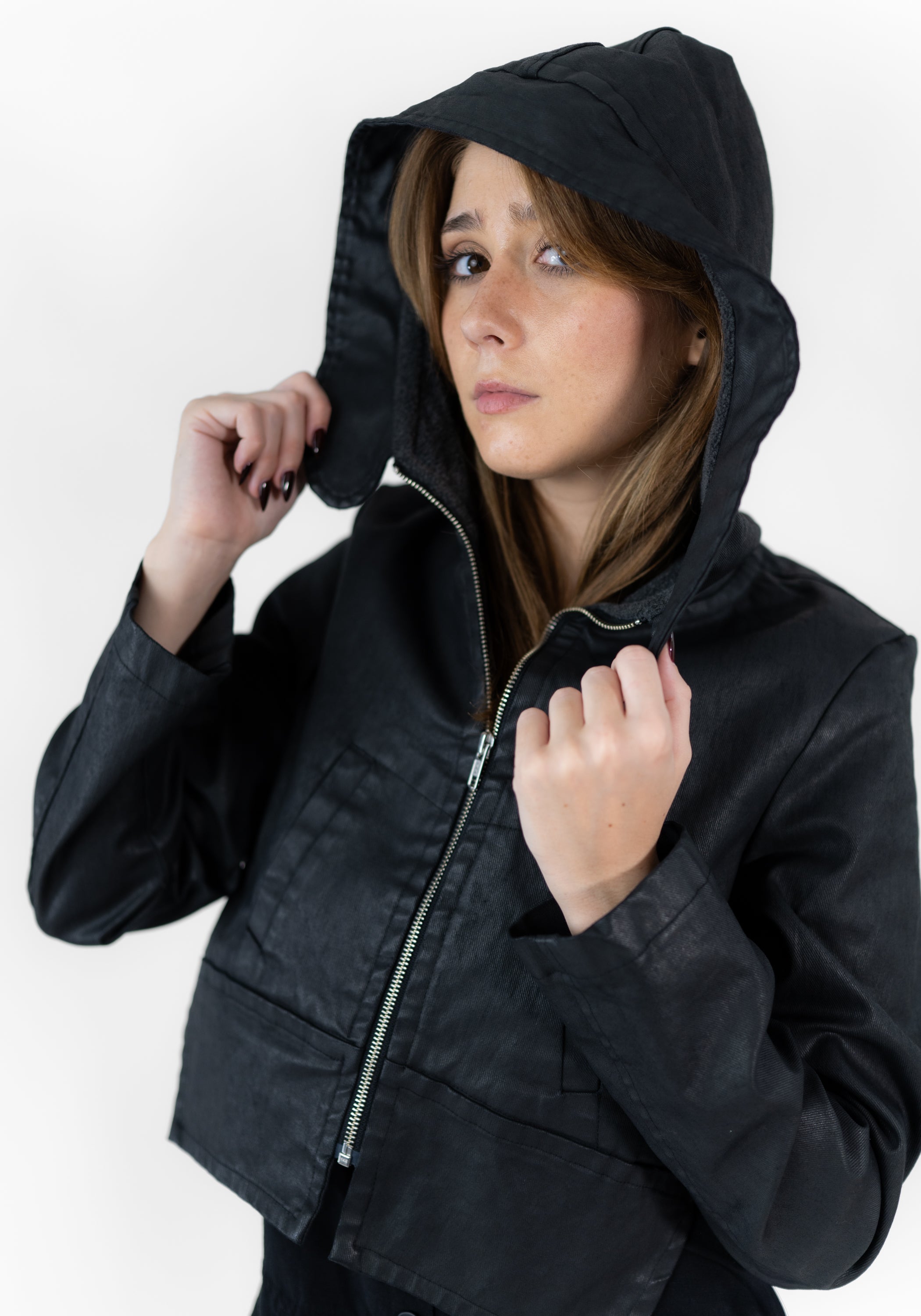Coated Fleece Lined Hooded Jacket
