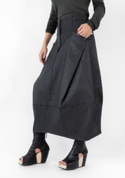 Asymmetric Coated Maxi Skirt