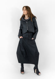 Asymmetric Coated Maxi Skirt