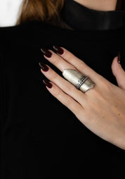 Sterling Black Spinel Bar Detail Ring - December Thieves
