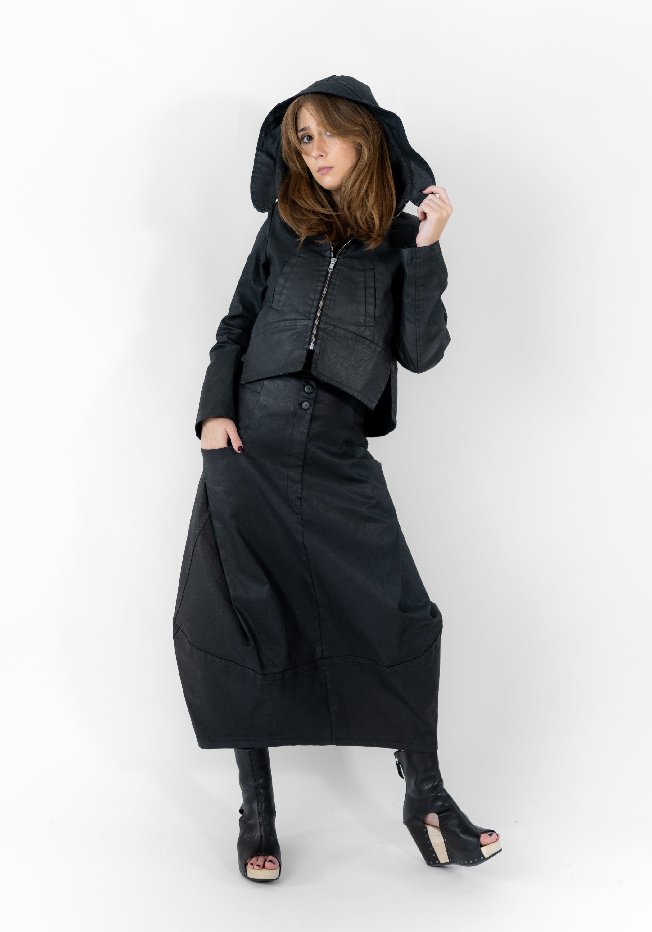 Coated Fleece Lined Hooded Jacket