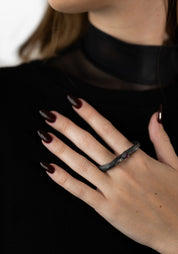 Oxidized Sterling Ruby Double Ring