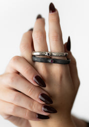 Oxidized Sterling Ruby Double Ring