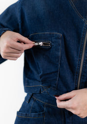 Gathered Sleeve Cropped Denim Jacket