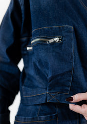 Gathered Sleeve Cropped Denim Jacket