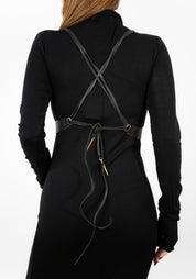 Leather and Bronze Tie Back Harness