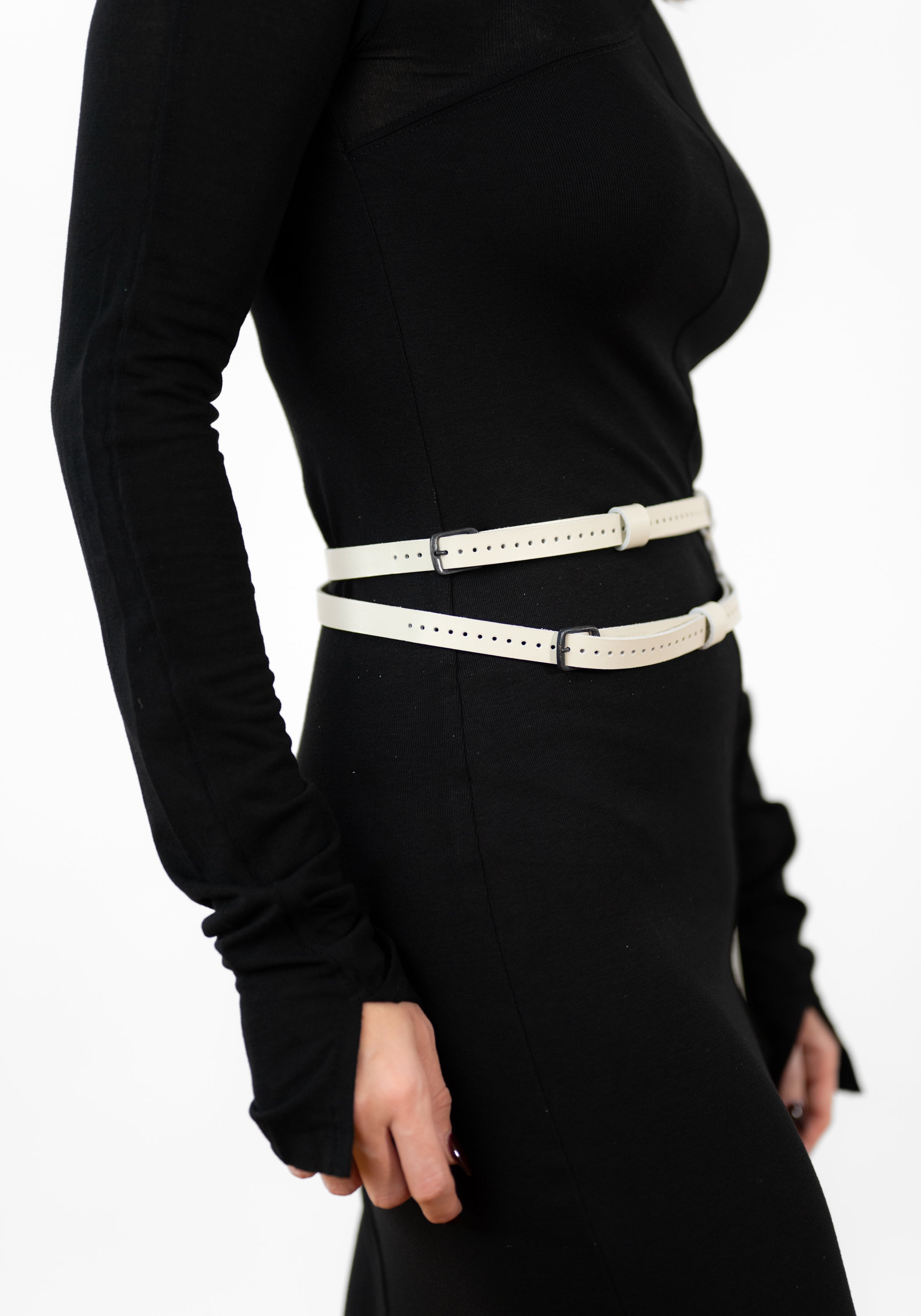 Off White Leather Double Belt | Aumorfia – December Thieves