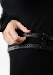 Black Leather Double Belt