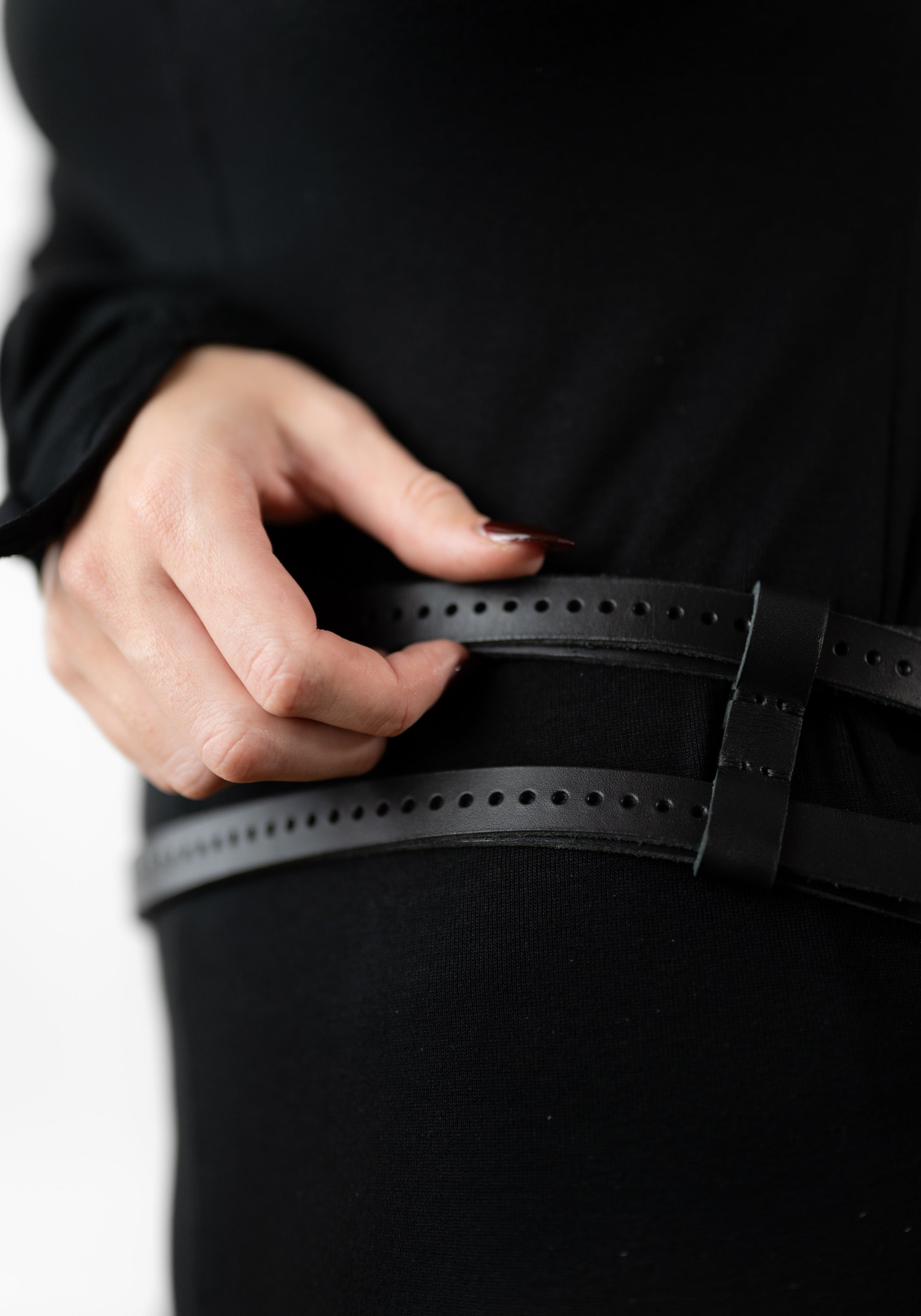 Black Leather Double Belt
