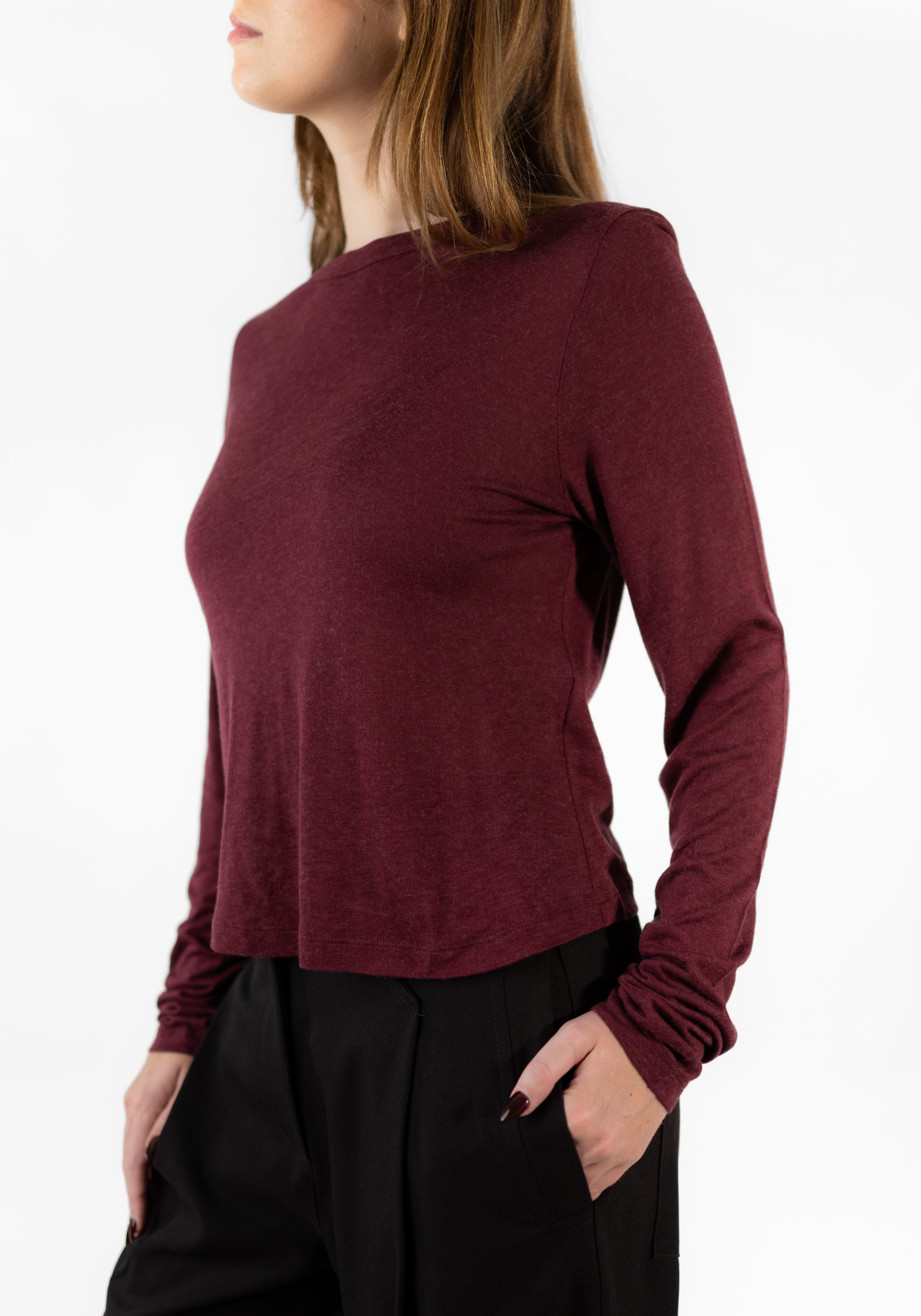 Long Sleeve Wool Blend T-Shirt