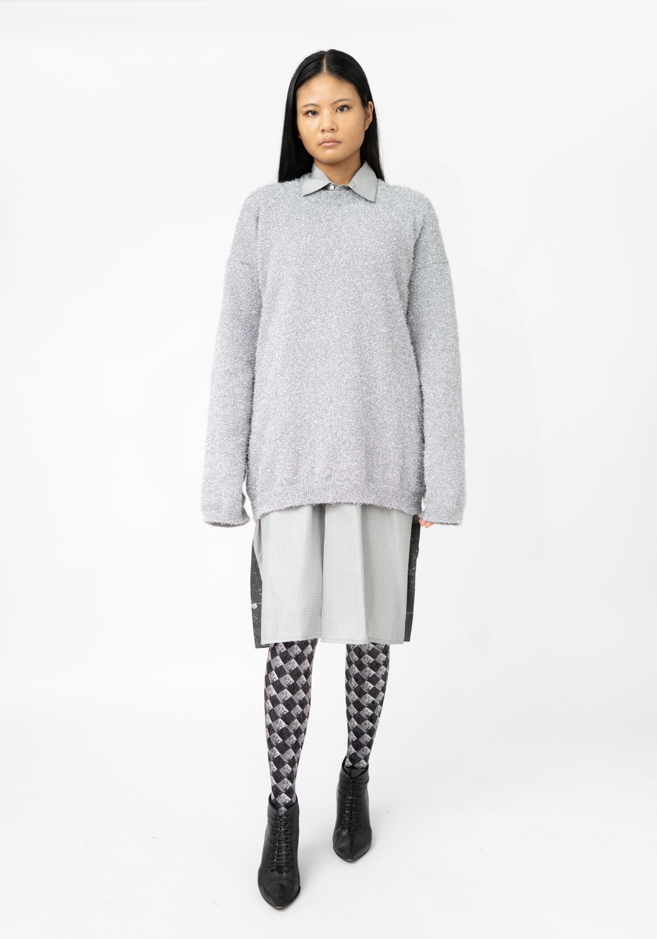 Oversized Metallic Knit Pullover - December Thieves