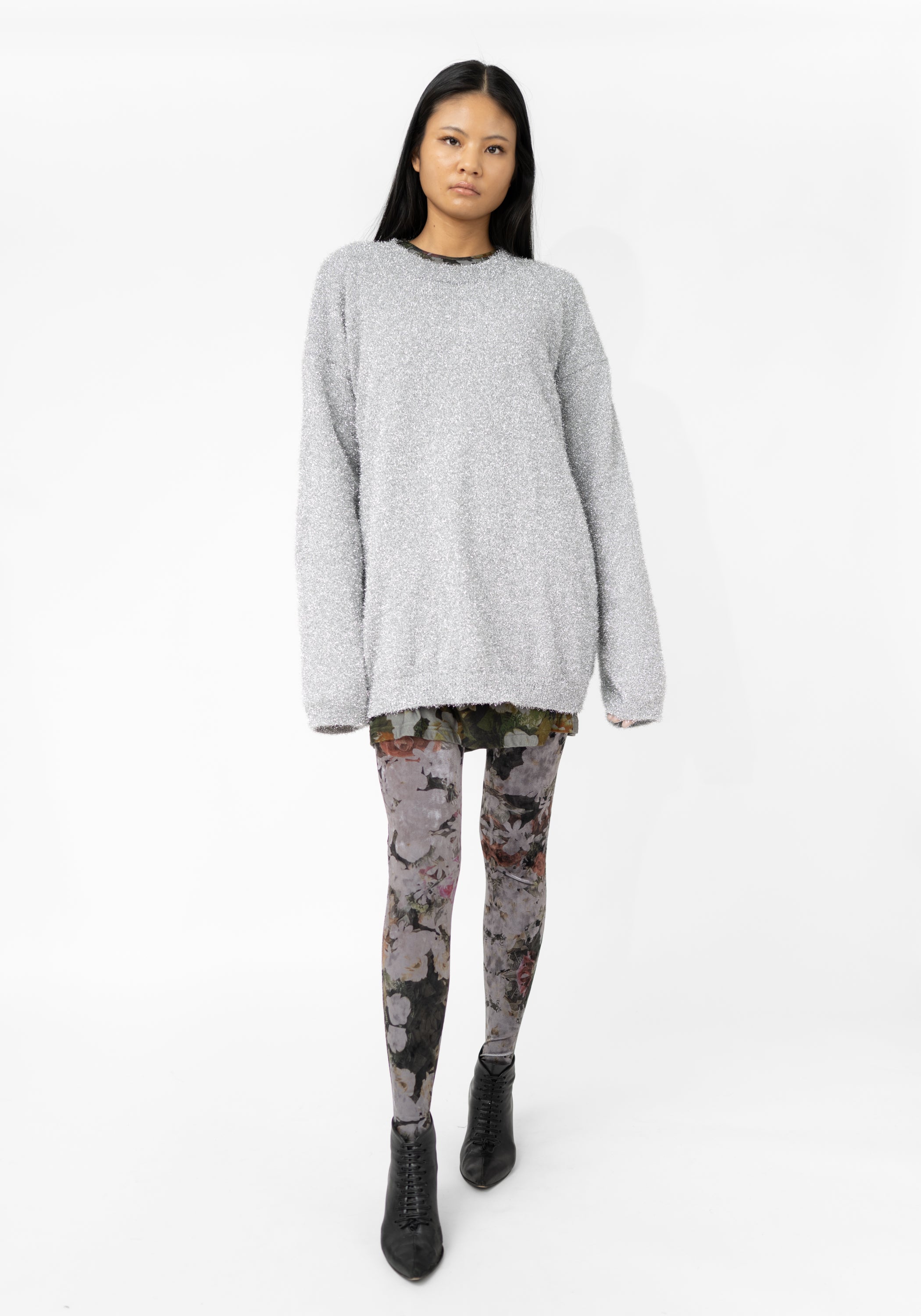 Oversized Metallic Knit Pullover - December Thieves