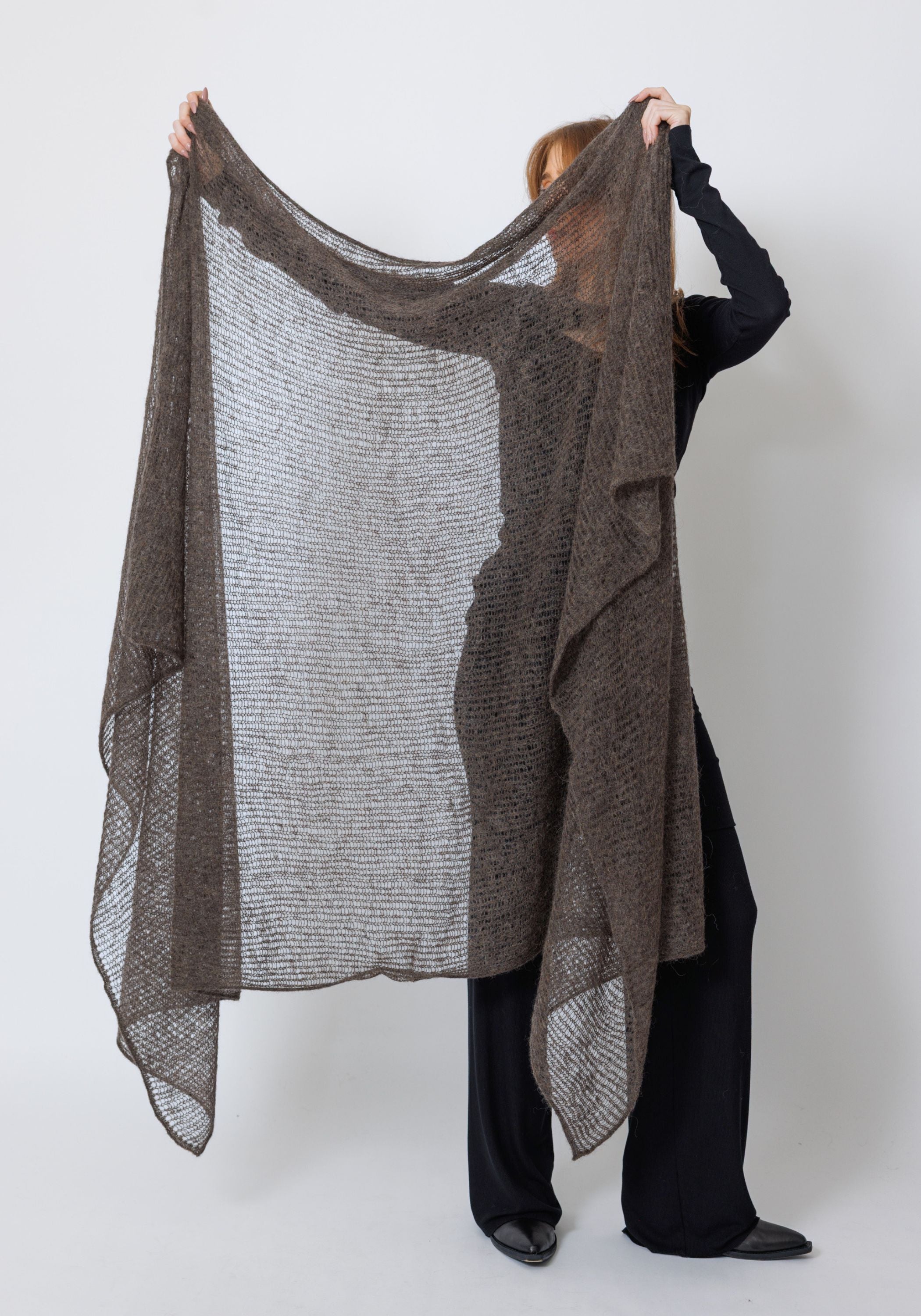 Mistic Oversized Gauzy Wool Blend Knit Scarf