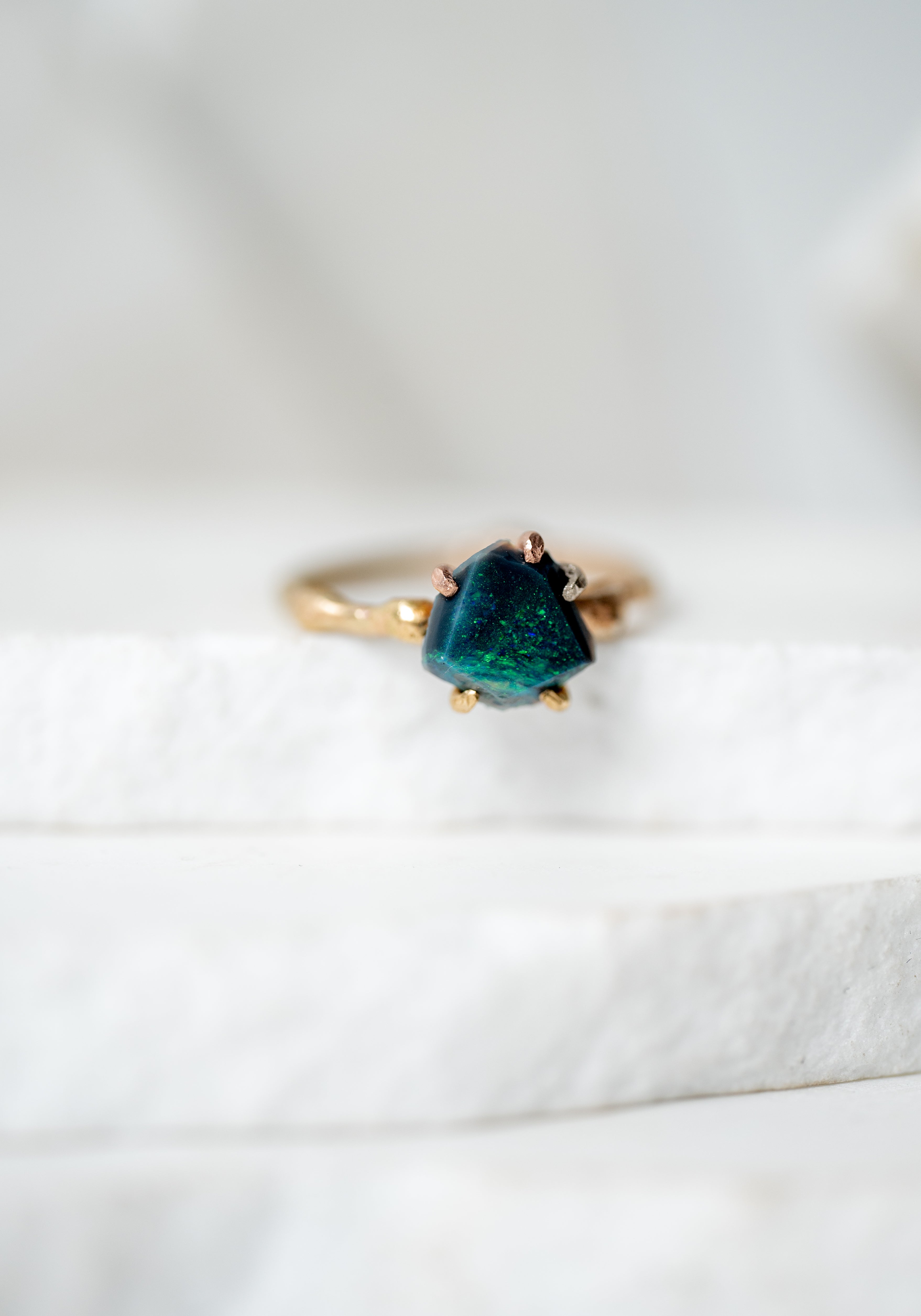 14K-24K Gold Green Australian Opal Ring