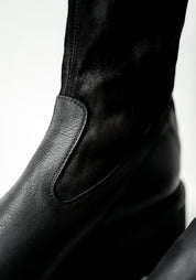 Leather and Distressed Suede Sock Boot
