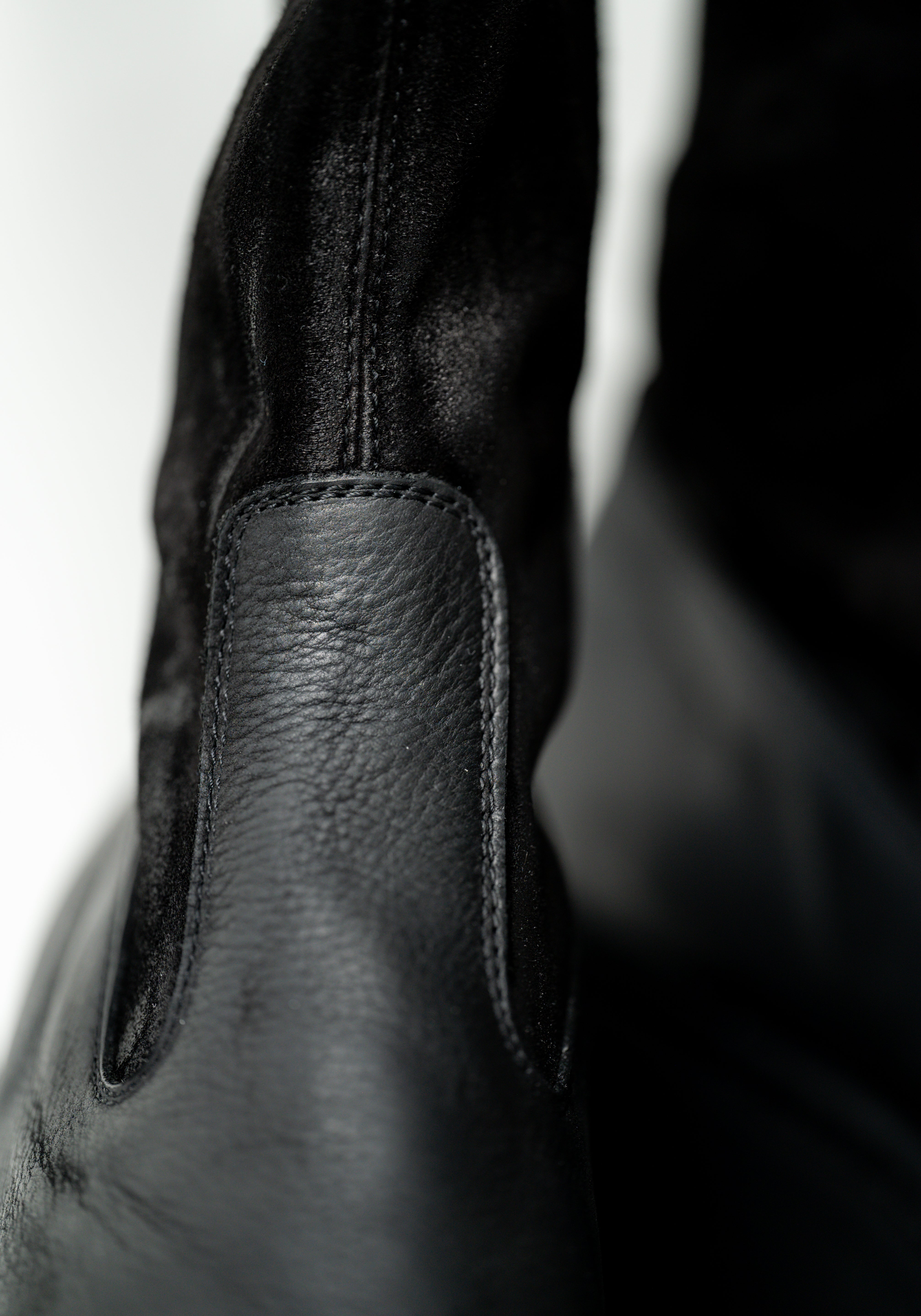 Leather and Distressed Suede Sock Boot