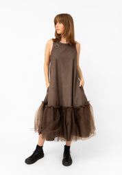 Tulle Ruffle Detail A-Line Dress
