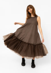 Tulle Ruffle Detail A-Line Dress