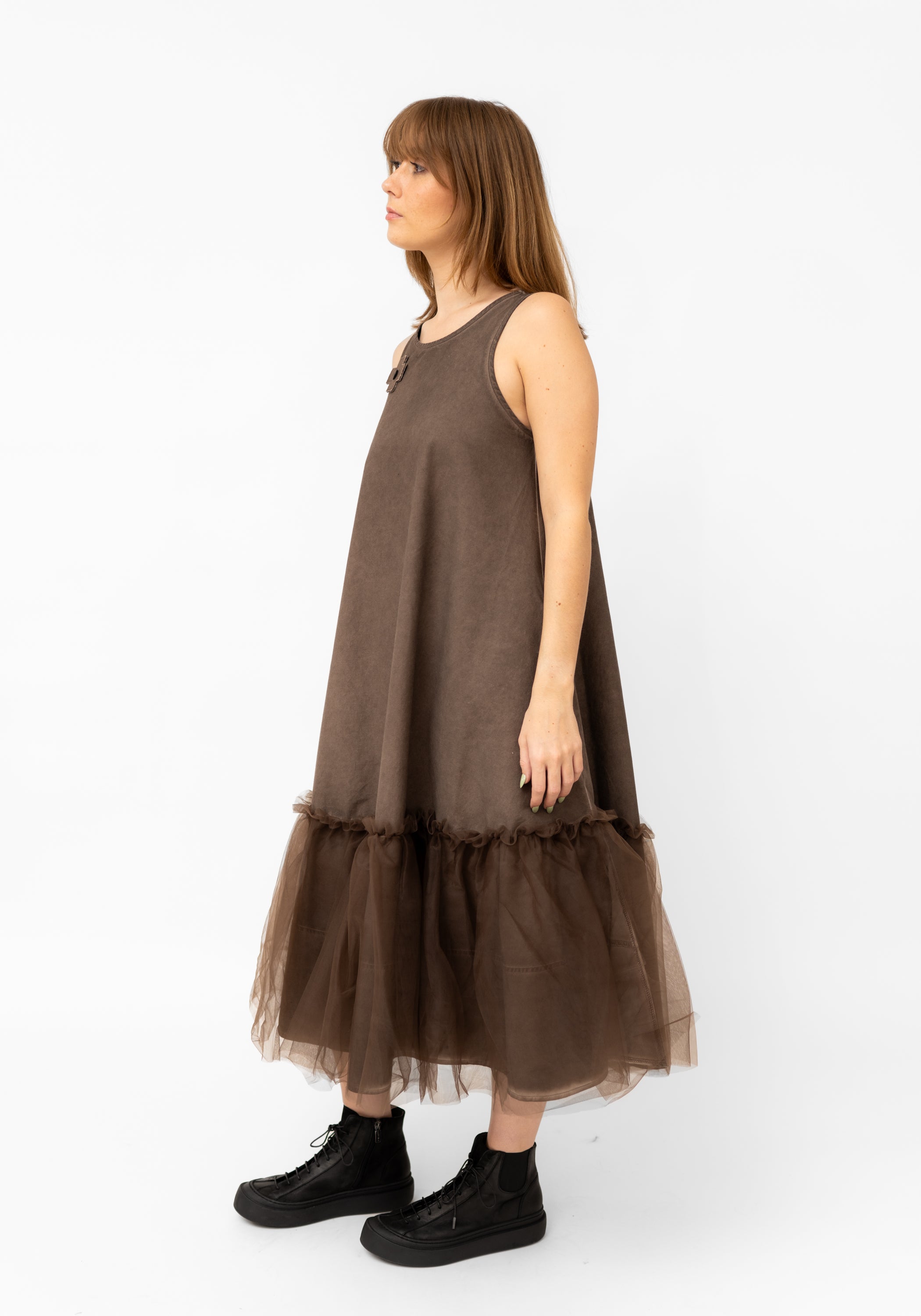 Tulle Ruffle Detail A-Line Dress