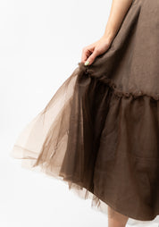 Tulle Ruffle Detail A-Line Dress