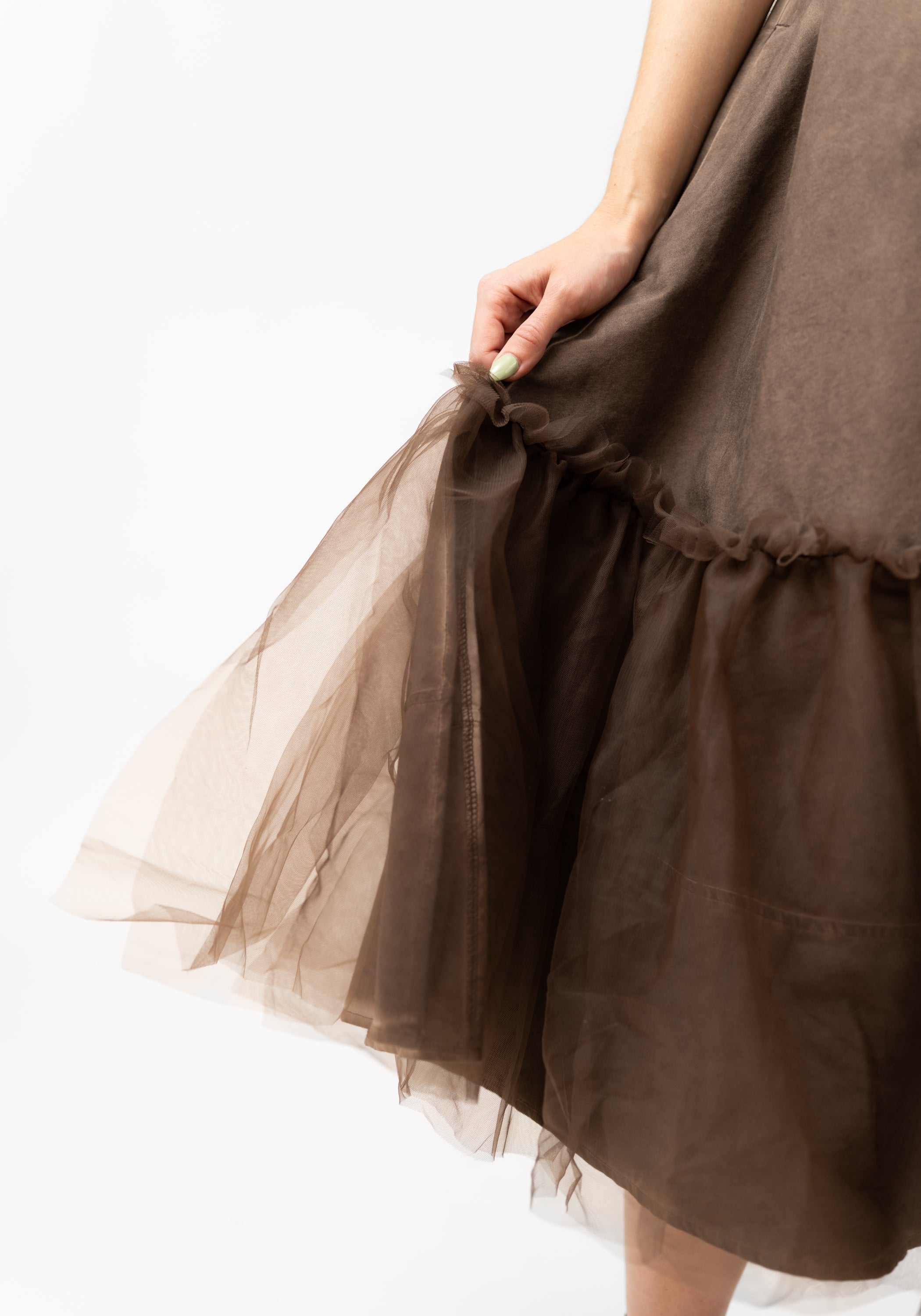 Tulle Ruffle Detail A-Line Dress
