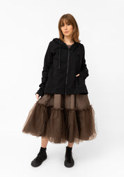 Ruffle Back Zip Front Sweatshirt
