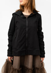 Ruffle Back Zip Front Sweatshirt