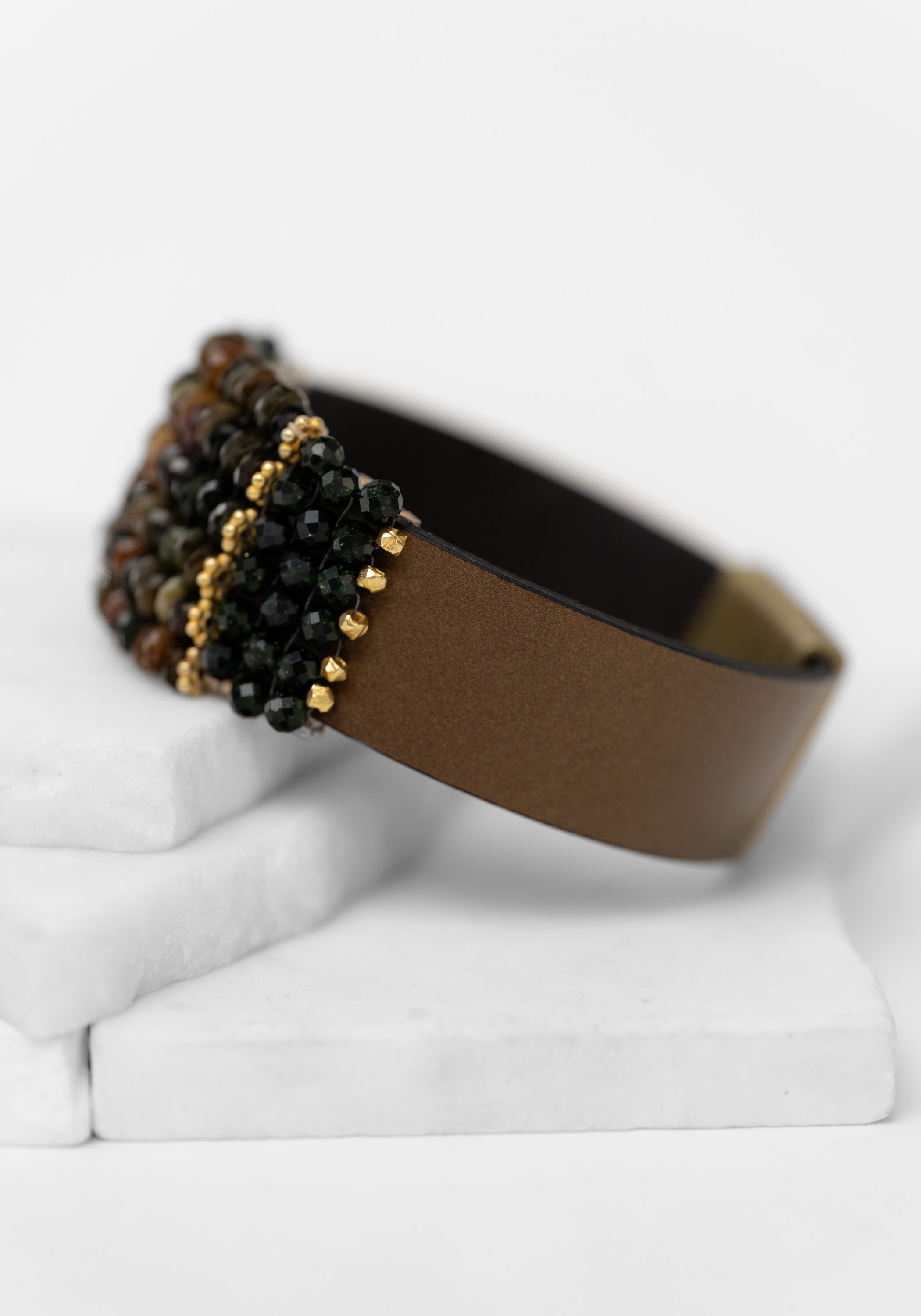 Tourmaline Goldstone Beaded Bracelet