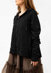 Ruffle Back Zip Front Sweatshirt