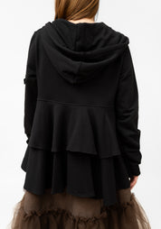 Ruffle Back Zip Front Sweatshirt