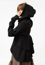 Ruffle Back Zip Front Sweatshirt