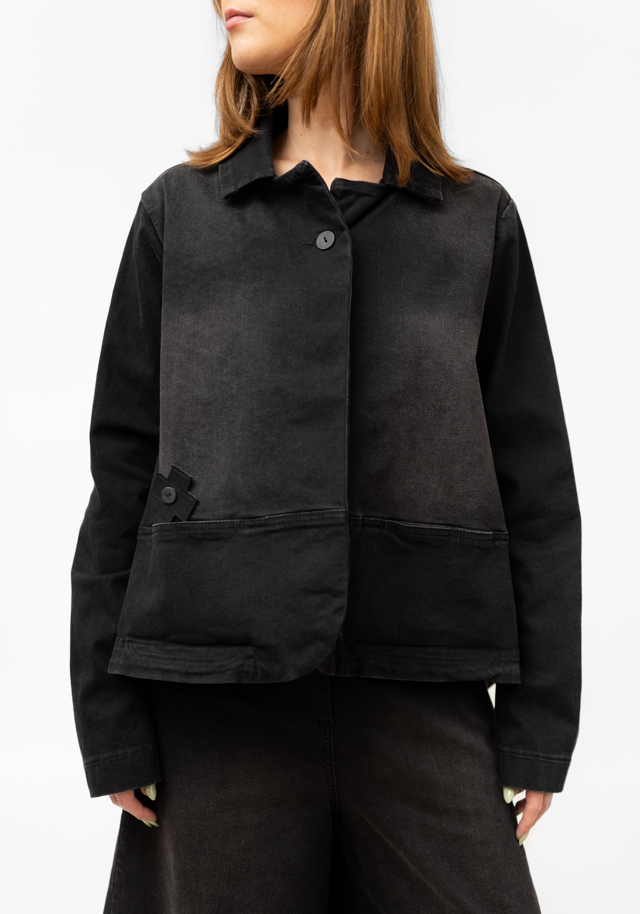 Cropped A-Line Denim Jacket