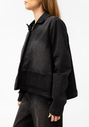 Cropped A-Line Denim Jacket