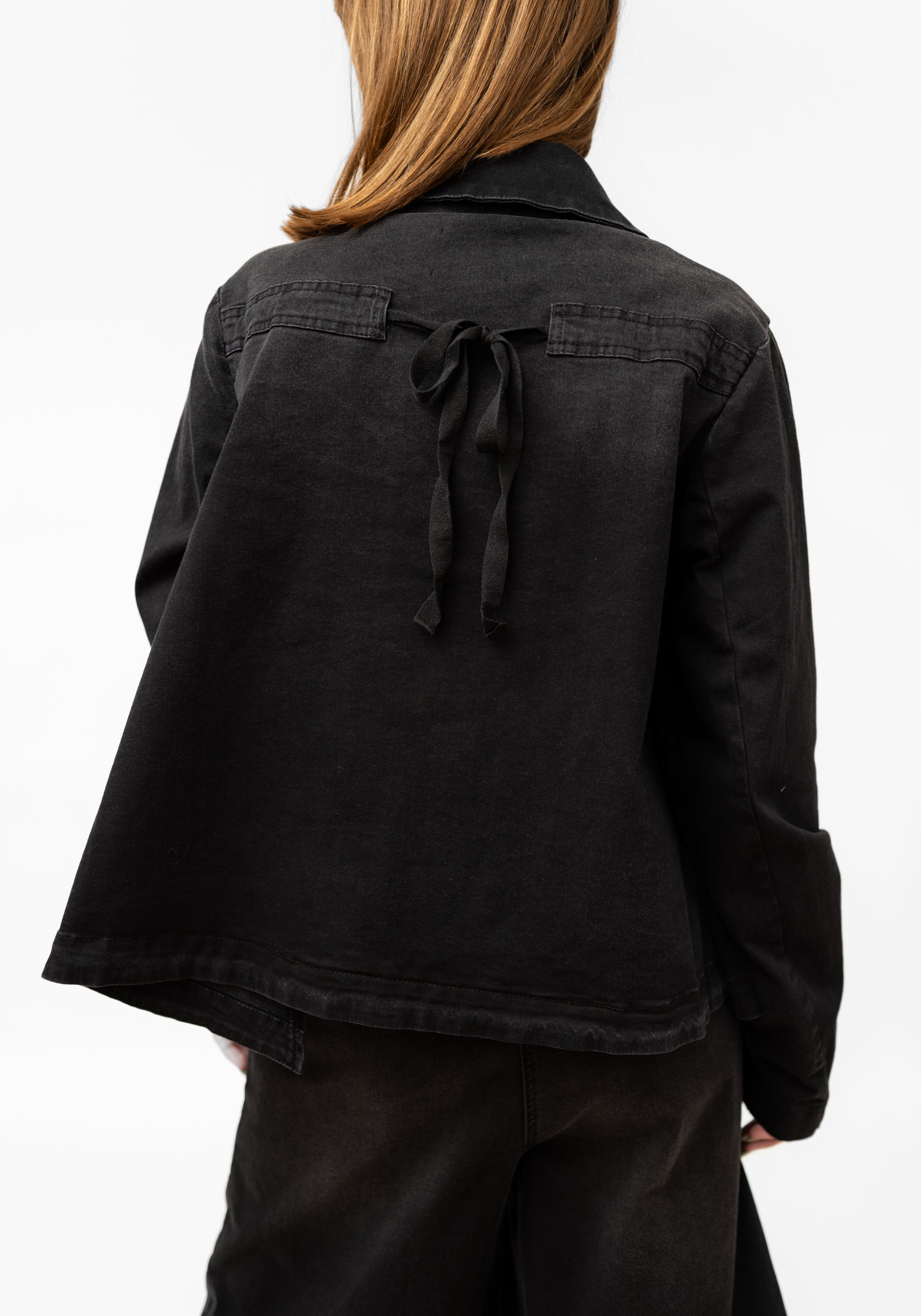 Cropped A-Line Denim Jacket