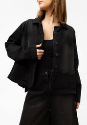 Cropped A-Line Denim Jacket