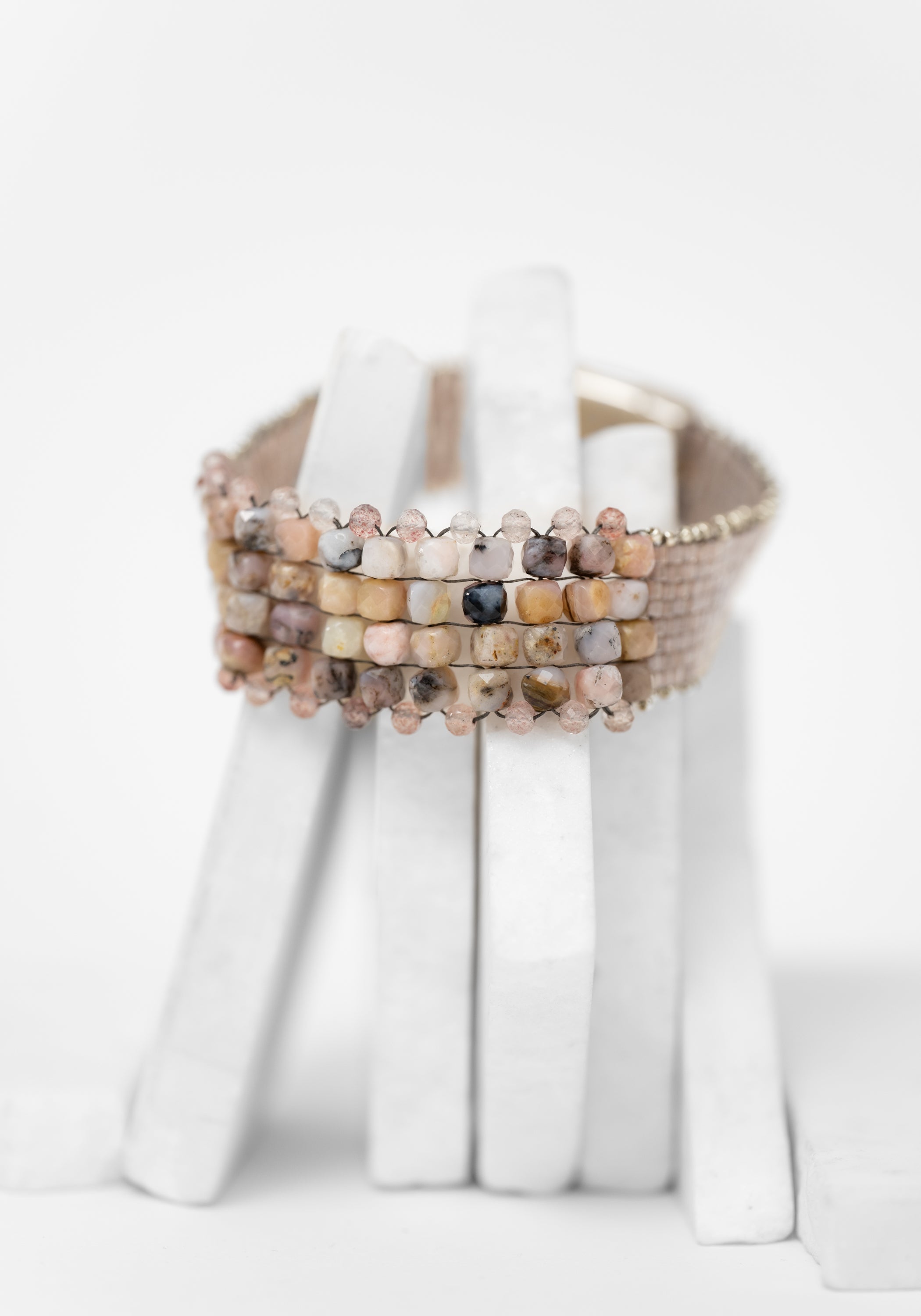 Pink Opals Beaded Bracelet