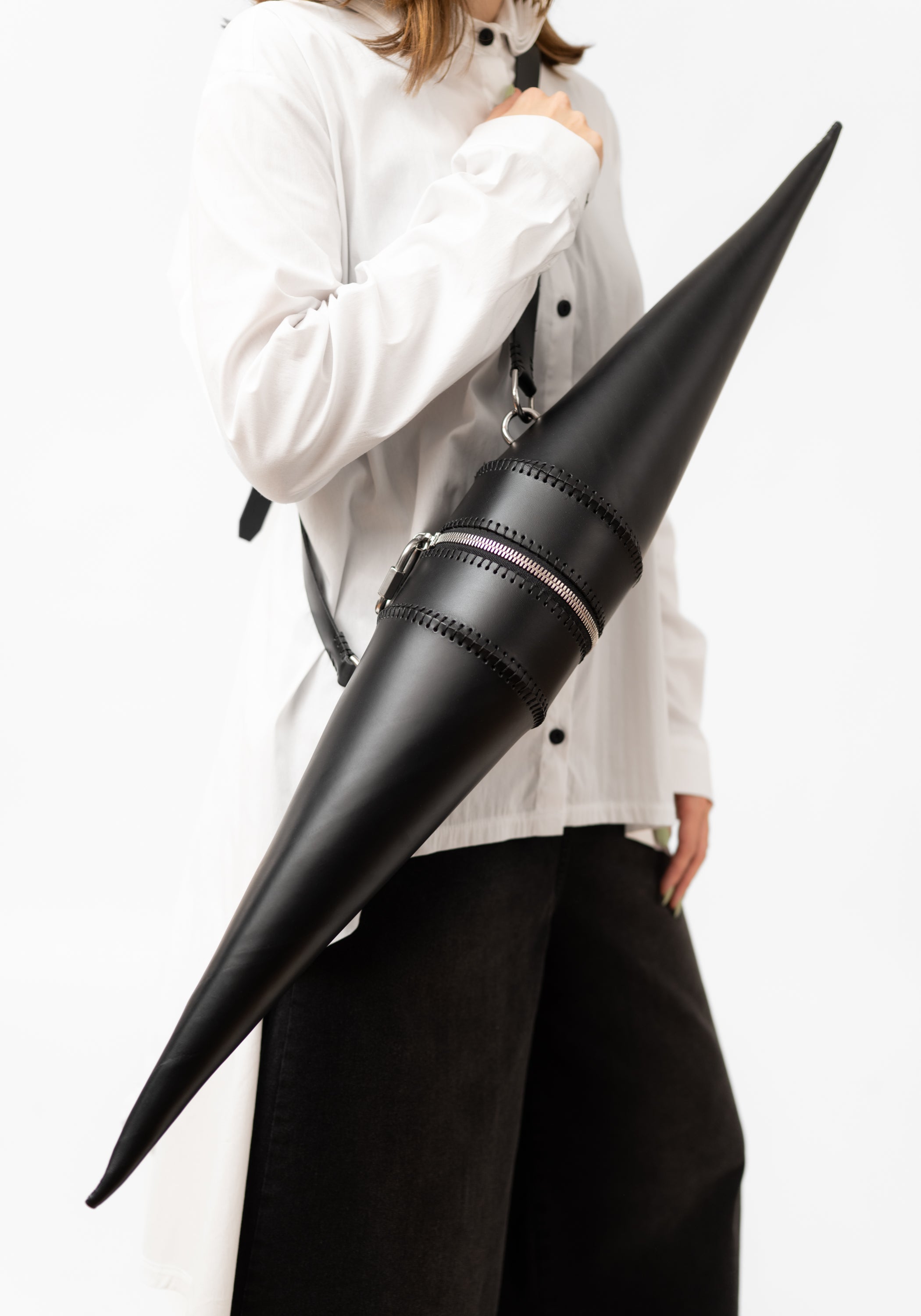 Pre-order: Black Leather Double Cone Sling