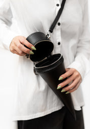 Black Leather Cone Pouch