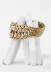 Pearl and Imperial Topaz Beaded Bracelet