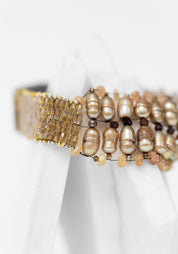 Pearl and Imperial Topaz Beaded Bracelet