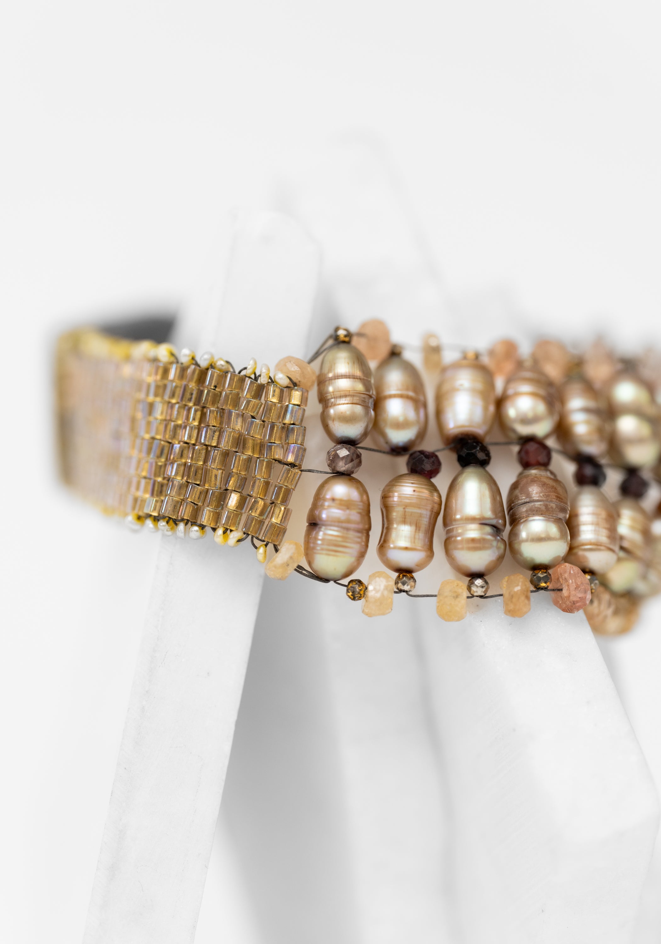 Pearl and Imperial Topaz Beaded Bracelet