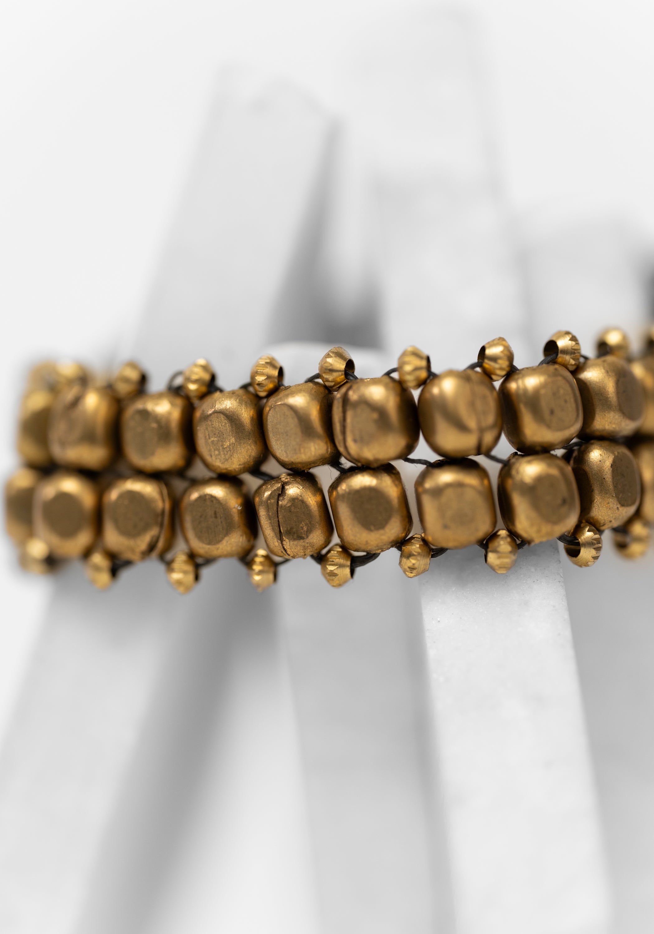 Brass Cube Beaded Bracelet